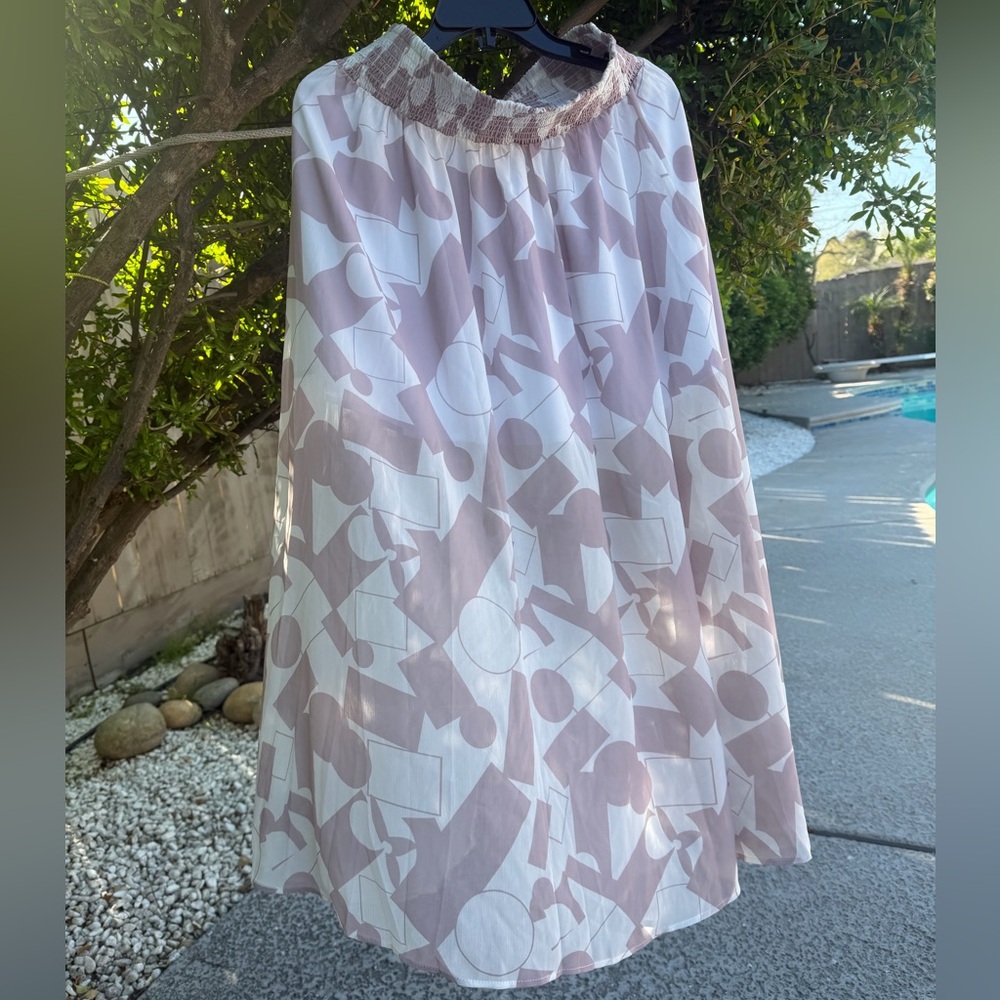 NWT Kate Kadin Abstract Print Maxi Skirt in Pale Mauve and White flowy comfy